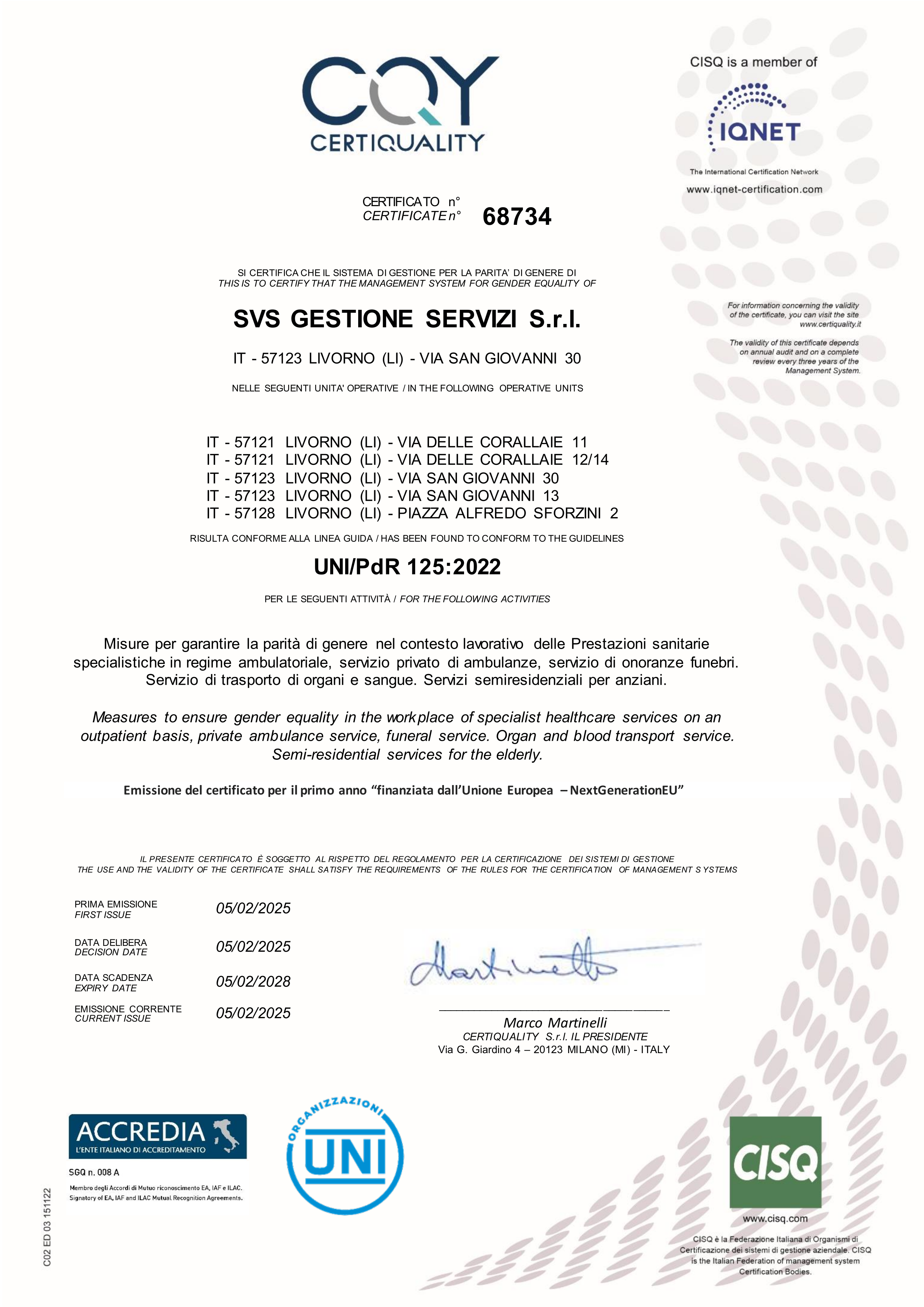 Certificazione UNI/PDR 125